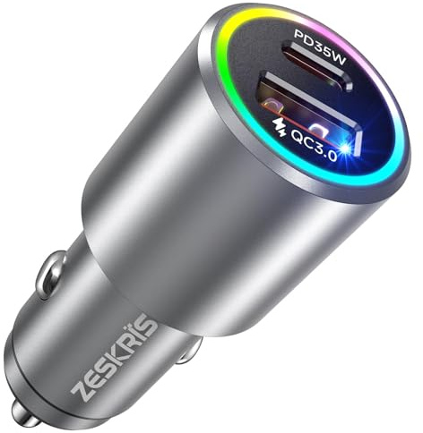 ZESKRIS 53W Dual USB-C Auto Ladegerät [PD3.0 PPS 5-20V] + QC3.0 | Metall Zigarettenanzünder 12V/24V mit LED Temperaturkontrolle für iPhone 16/15 Pro, Galaxy S25 Ultra, iPad| Ice-Tauglich & Winterfest