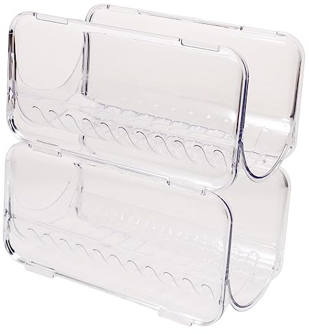 Veemoon 2pièces Porte-Bouteilles Empilable pour Bouteilles Eau Bac de Rangement Plastique Stable Organisateur de Bouteilles pour Réfrigérateur et Garde-Manger
