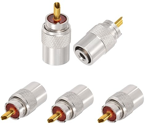 Superbat PL259 UHF Stecker Löt-Connector | für RG8X/RG58/LMR240 Kabel | 50 Ohm ≤1.3 VSWR | 5 Stück | Für Kabel RG58, RG8X und LMR240, vergoldeter Kontakt, für CB-Antenne, Radio HAM, SWR-Messgerät und RF-Anlagen