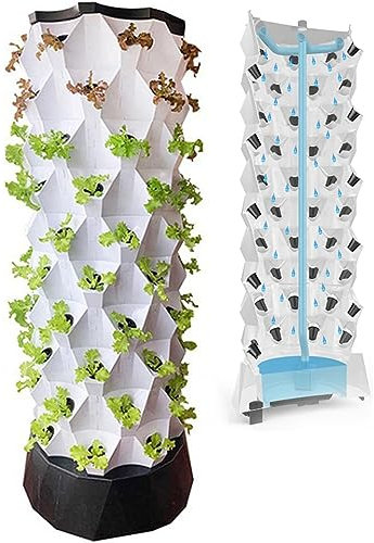 Tour hydroponique,système de Culture aquaponique 6/8/10 Couches,kit de Culture aéroponique pour Herbes,Fruits et légumes avec Pompe hydratante,Adaptateur,Pots en Filet,White-10floors