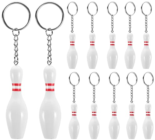 Toyvian 12 Stück Kleiner Bowling Schlüsselanhänger Aus Kunststoff Kleine Dekorative Schlüsselringe Langlebige Sport Souvenirs Für Tasche Und Geschenk
