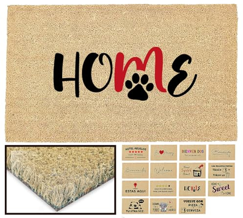 LucaHome - Felpudo Entrada casa Original y Divertido de Coco Natural - Felpudo Home Huella 33x60 - Ideal para Puertas de Exteriores Cubiertas, pasillos y entradas de hogares