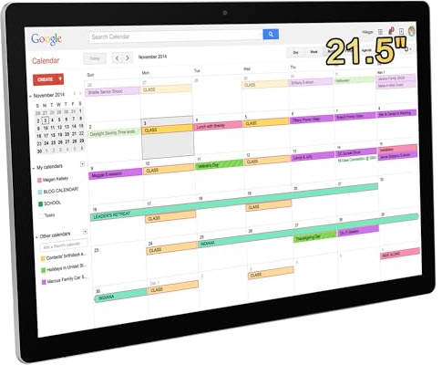 TouchWo Digitaler Kalender mit Touchscreen und Wandplaner, 54,6 cm (21,5 Zoll), Smart-Whiteboard-Kalender für Aufgabendiagramm und Arbeitsplan, integrierte Lautsprecher und Kamera, inklusive
