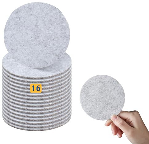 Filzuntersetzer Rund für Gläser 16er Set, Design Glasuntersetzer in Hellgrau für Getränke, Bar, Tassen, Glas - Tischuntersetzer Untersetzer Gläser