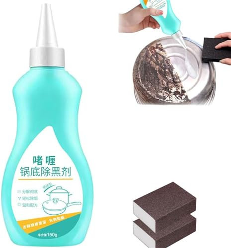 Nettoyant en gel pour casseroles et poêles, nettoyant en gel pour fond d'ustensiles de cuisine, pâte de nettoyage puissante en acier inoxydable, nettoyant de cuisine noir (1 pièce)
