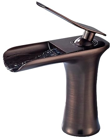 Wasserhahn Bad für Waschbecken Badarmaturen Mischbatterie Waschtischmischer Wasserfall Einhebel Badezimmer Vintage Antik Wasserfall Wasserhahn Braun Alt Armatur für Waschbecken