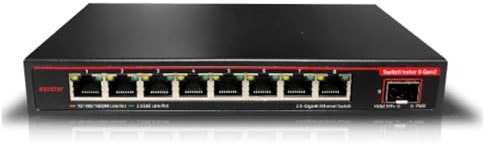 Asustor ASW209X Switch'nstor 9 Gen 2, 9 Ports Switch Ethernet Non-Manageable Unmanaged, 1 Port 10 GbE, 8 Ports 2,5 GbE, Plug and Play, Montage Mural