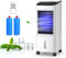RELAX4LIFE Klimaanlage Mobil, Luftkühler & Ventilator & Luftbefeuchter, 7L Wassertank/3 Geschwindigkeiten/7,5H Timer, Air Cooler mit Rollen, Fernbedienung, 2 Kühlakkus, Leise