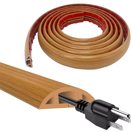 Self Adhesive Floor Cable Floor Cable Cover 3m PVC Cable Floor Cover Floor Cord Cover for for Home Office Factories Gyms Garages (Brown Wood Grain, 30mm x 3m)