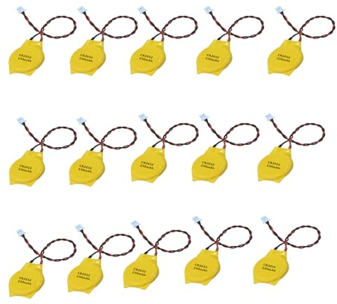 KaPonsec 15Pack CMOS Connector 51021-0200-B CR2032 3V Lithium Battery with 2 Pin 2 Wire Cable and MOLEX Connector Computer Replacement Battery