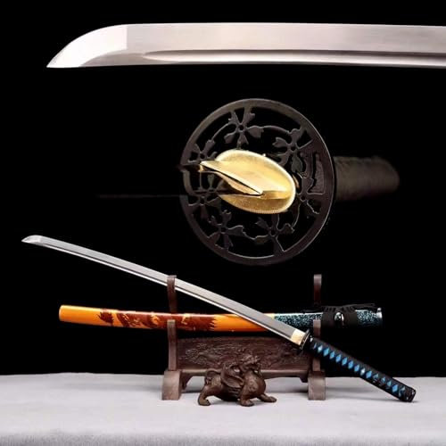 103cm handgefertigtes Samurai-Schwert,Klinge aus Manganstahl mit Blutrille,Scheide aus massivem Holz mit Lack,echtes Katana-Schwert zum Spielen,Kendo-Training,Rollenspiele,Geschenke,Dekoration,Iaido