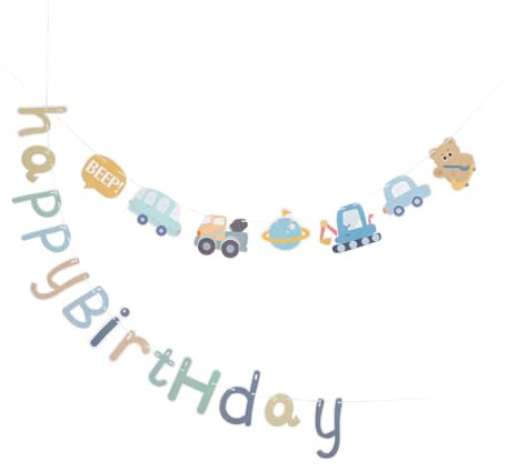 JOINPAYA 1satz Bunten Autothemen-geburtstagsbannern Deko Für Kindergeburtstagsfeiern Fotorequisiten Und Partyverschönerungen Happy Birthday Banner