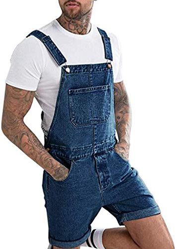 IQYU Men's Dungarees for Jeans, Short Dungarees, Jeans, 90s Baggy Denim Overalls, Summer Jumpsuits, Short Trousers, Denim Dungarees, Stretch Work Trousers, Used Look, Summer Overalls, Bib Trousers,