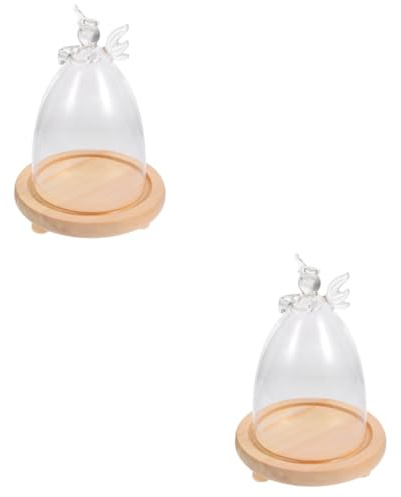 Ciieeo 2pcs Eternal Flower Cover Glass Dome Angel Wall Decoration House Warming for Home