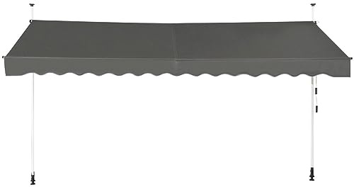 FANTASK Store de Balcon de 400 cm de Large, sans perçage, résistant aux UV, réglable en Hauteur, imperméable, Gris