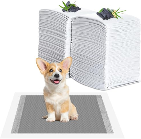 YADOBIG 100 Stück Trainingspads für Hunde und Welpen, 33 x 45cm Aktivkohle Welpen Unterlagen, Hunde Unterlagen PIPI, Welpenunterlagen Auslaufsicheres 6-lagiges Design