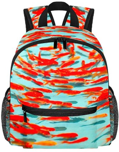 Süßer Kleinkind-Rucksack – Vintage-Stil, japanisches traditionelles Aquarell-Muster, moderne Kindertasche für Vorschule, Schule, Mädchen und kleine Kinder, Mehrfarbig 6, 25.4x10x30 CM/10x4x12 in