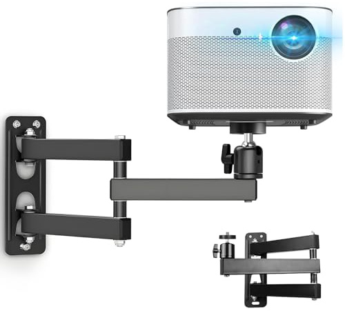 Bocguy Soporte de pared plegable para proyector, soporte de pared para proyector, 360 °, ajustable de 3 brazos, soporte universal para proyector, soporte para oficina, cine en casa y salas de