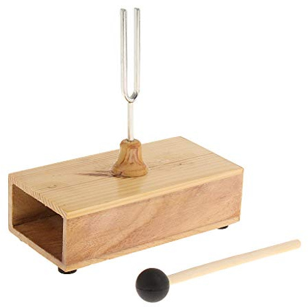 Stimmgabel Set 440HZ mit Resonanzbox aus Holz und Hammerkugel für Musiktherapie und akustische Experimente
