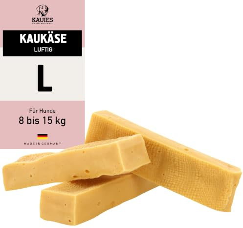 Kauies luftiger Kaukäse - 100% natürliche Käsestange für Hunde aus Kuhmilch, proteinreich, laktosefrei, glutenfrei, ideal für Welpen & Senioren, Made in Germany, Größe L (3 x 100g) bis 20kg