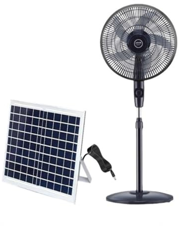 Ventilador de pie oscilante alimentado por energía solar con batería recargable, ideal para el hogar y la oficina