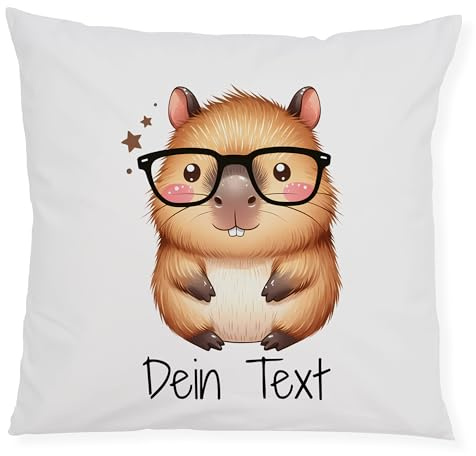 GRAZDesign Personalisierter Kissenbezug Capybara mit Name, Kuschelkissen für Kinder & Erwachsene, Dekokissen Geschenk 40x40cm