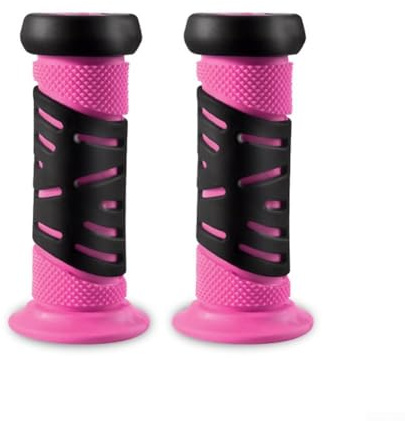 Empuñaduras de manillar de bicicleta para niños, material de goma, antideslizante e impermeable, para triciclos y scooters, sujeción segura (rosa)
