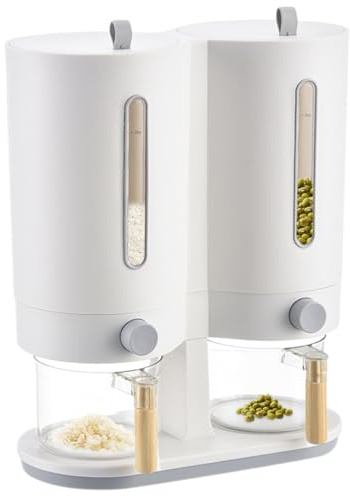 Genérico Dispensador De Arroz | Contenedor de Alimentos Secos para el Hogar - Dispensador de Cereales de Doble Cubo para Cocina | Para Despensa De Cocina Sala Comedor Cereales Soja
