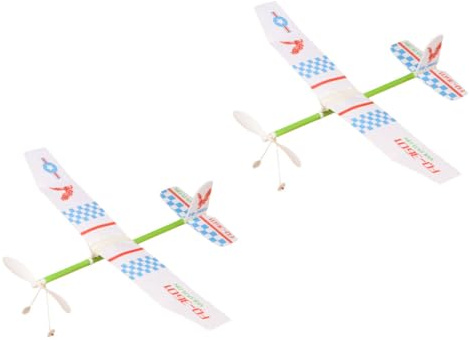 Toyvian 2Pcs Rubber Band Powered Airplane Glider Planes Educational Flying for Material Safe for Outdoor Play Birthday