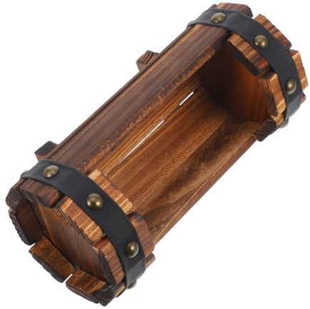 Artibetter Macetero Exterior de Madera Maciza Carbonizada Maceta Barril Rústica Grande para Plantas Suculentas y Verduras Jardineras Decorativas para Balcón y Jardín