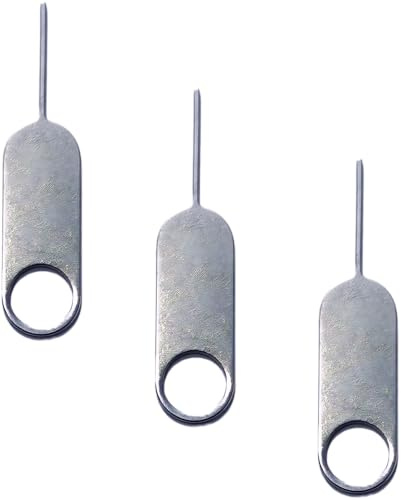 Sim Card Tray Ejector Pin with Keychain Hole - Universal Sim Card Tray Removal Tool - 3-Pack, Stainless Steel