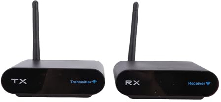 Zunate Transmisor y Receptor AV Inalámbrico, 2,4 GHz, Alcance de 300 M, Selección de 8 Canales, Pantalla Digital PAL NTSC, Soporte Plug and Play para Proyector de Cine en Casa, Monitor (Enchufe de
