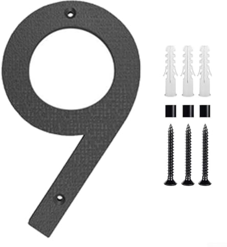 Vidonergy House Number Sign | 12 Inch Large Outdoor House Numbers for Exterior Wall, Door or Fence | Matte Black ABS Numbers with Mounting Hardware Included | Suitable(9)
