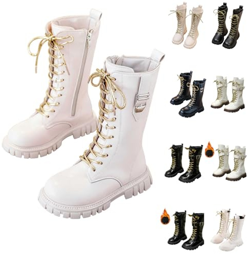 Costume da bambina con fodera in pile, stivali da equitazione per bambini, con chiusura lampo laterale, stivaletti antiscivolo, caldi, autunnali