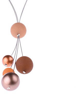 Adi-Modeschmuck Lange Kette Nina,insgesamt 90cm lange,zweisträngige Kette ohne Verschluß aus Polarisperlen und metallic lackierten Acrylperlen,handgefertigt Berlin (Kakao/Brauntöne)