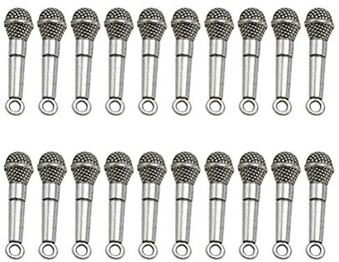 SUPVOX 20 Pezzi Ciondoli Microfono in Lega Per Gioielli Fai Da Te, Accessori Per Collana E Bracciale (Argento Antico)