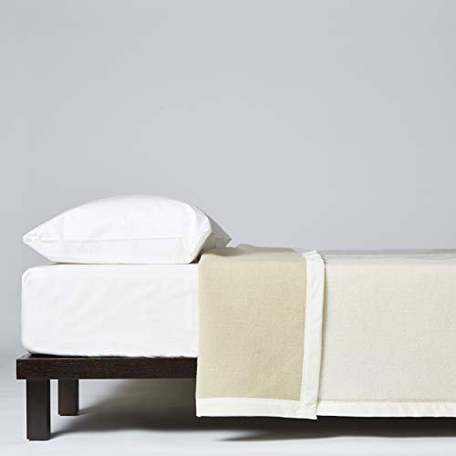 LANEROSSI Coperta Letto Matrimoniale Maxi Agata Plus, Coperta in 100% Lana Vergine, 230x270 cm, Bianco/Polvere