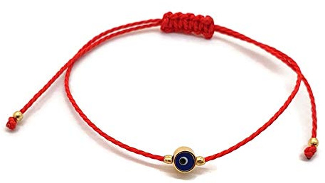 MYSTIC JEWELS by Dalia - Pulsera Hilo Rojo - Ojo Turco Azul girando para Buene Suerte