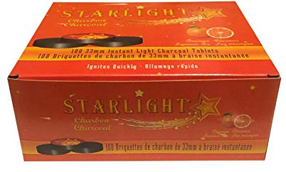 Starlight Charcoal Incense 1 Box (100 Tablets) Flavored Charcoal Premium Incense (Orange)