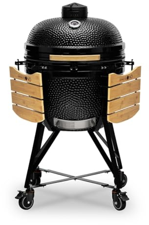 Kamado BONO BBQ Charbon - Kamado Barbecue ceramique XXL Ø 64cm avec 6 ustensiles de cuisson - Noir Barbecue fumoir charbon de bois livré avec des ustensiles de cuisine supplémentaires