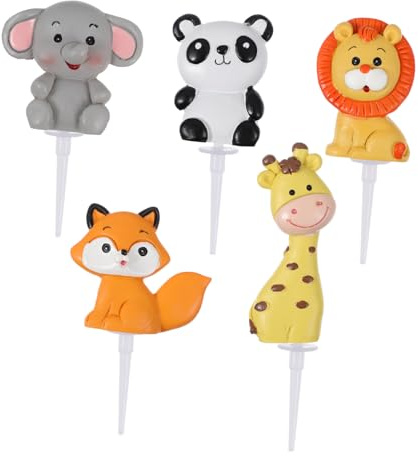 STOBOK Dschungel Tier Cupcake Topper Zoo Tiere Kuchen Topper für Kinder Geburtstag Baby Tier Thema Kuchen Dekorationen 5 Stück