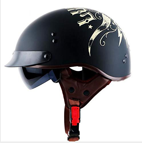GAOZHE Casco Moto,Aperto Jet Caschi,Casco A Scodella,Scooter Motorino Vintage Caschi Cromwell,Donna Uomo con Visiera Parasole - DOT Omologato,per Biker Cruiser Scooter Touring