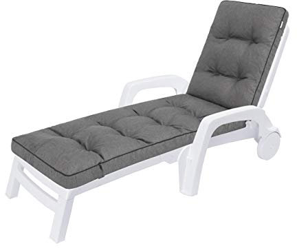 HOBBYGARDEN Auflagen für Deckchair, Liegenauflage, Gartenliege Auflage 201x55x8 cm Bequeme Polsterauflage für Sonnenliege, Rastplatz, Liegestuhl, Kissen in Anthrazit
