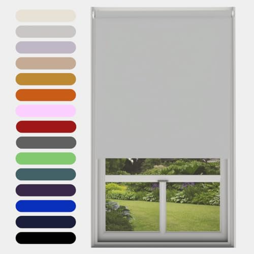 Caecus Light Grey Blackout Roller Blinds Made To Measure Window Blinds Easy Fit Child Safe Thermal Properties Home Office Fitting Included Up To 120cm Width x Up To 210cm Drop