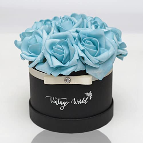 Vintage World Infinity Athen Handgemachte Rosenbox, 9 Rosen, Geschenkidee, lange haltbar, gelb-weiß