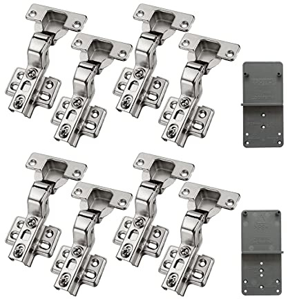 LOOTICH 105 Grad Fixed-On Innenanschlag Topfscharnier Standardscharniere mit Schließautomatik Integrierte Hydraulisches Dämpfung Scharniere Küchenschrank Kleiderschrank Schranktür Möbel 8 Stück
