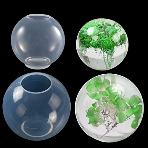FineInno 2 Stück Kugel Silikonform Epoxidharz, Rund Ball Resin Gießform, Sphere Epoxidharz Formen für DIY Schmuck, Anhänger, Ohrringe,Schmuckherstellung