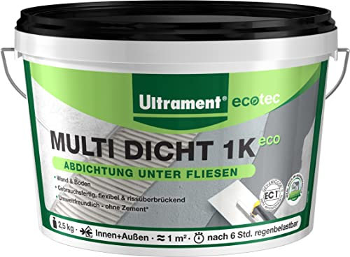 Ultrament - EcoTec Multi Dicht Abdichtung 1K Eco, Abdichtung unter Fliesen für Wand und Boden (2.5)