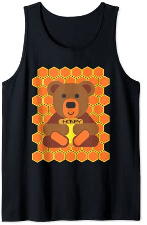 Ourson en pot de miel mignon - Design kawaii nid d'abeille Débardeur