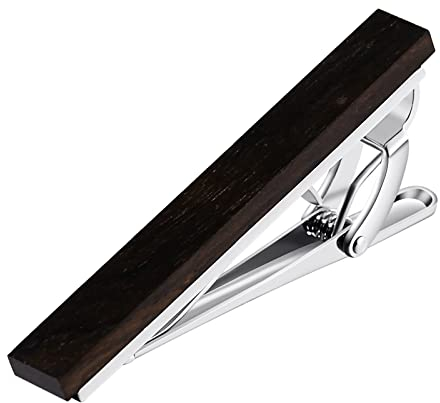 Stfery Krawattennadeln für Herren Personalisiert, Krawattennadel Gravur Edelstahl Hölzern Krawattenklammer Braun 5.3-4.5CM Schmuck Geschenke